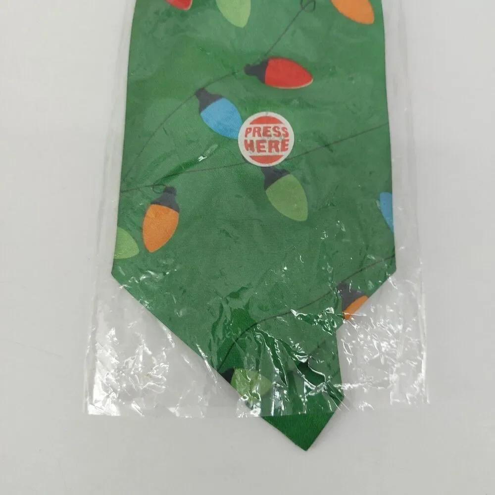 Men's Neck Tie Green Christmas 55 Inch Green Red Blue Orange Light